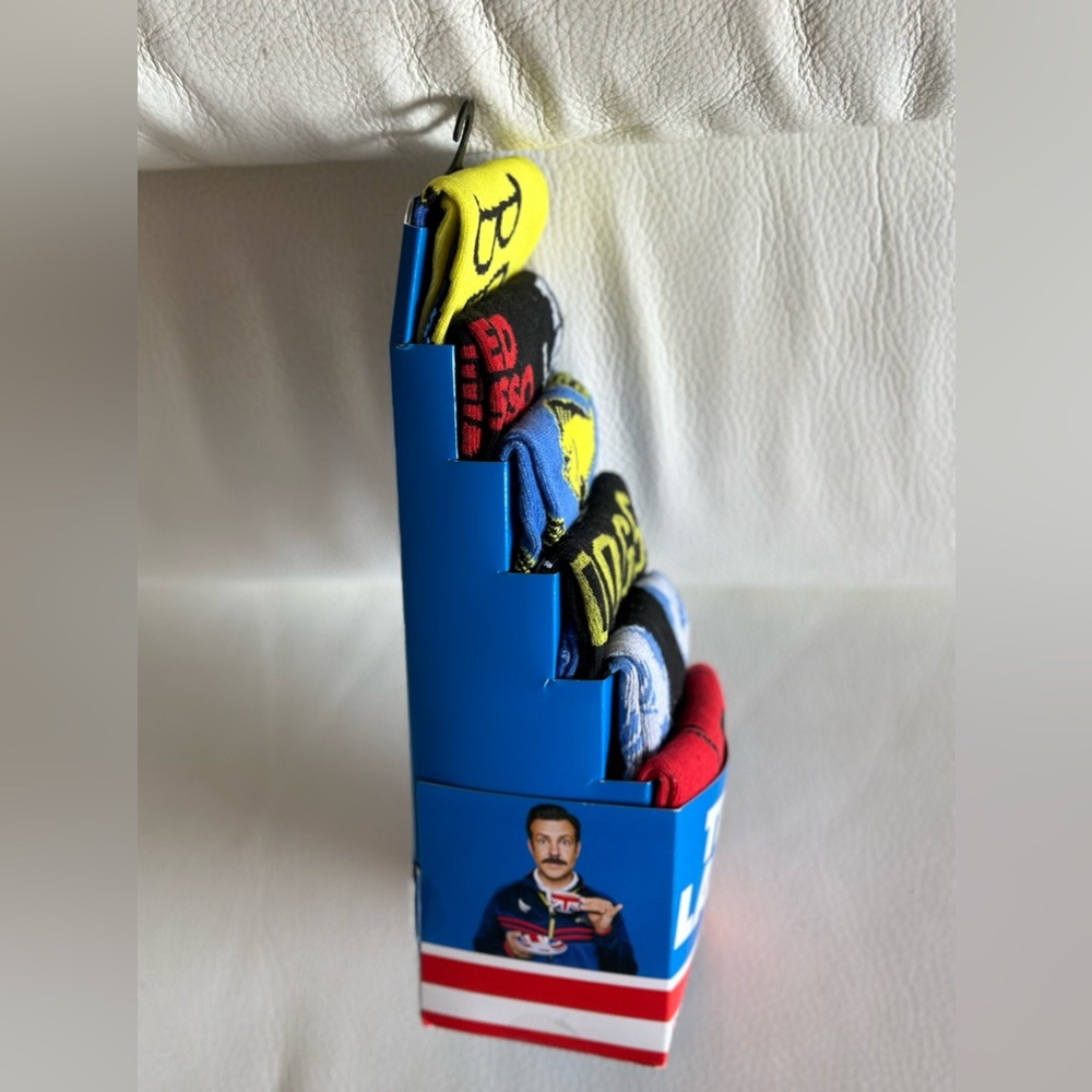 NIB  Socks TED LASSO. 6 pairs .casual  crew. Fits shoe size 8-12